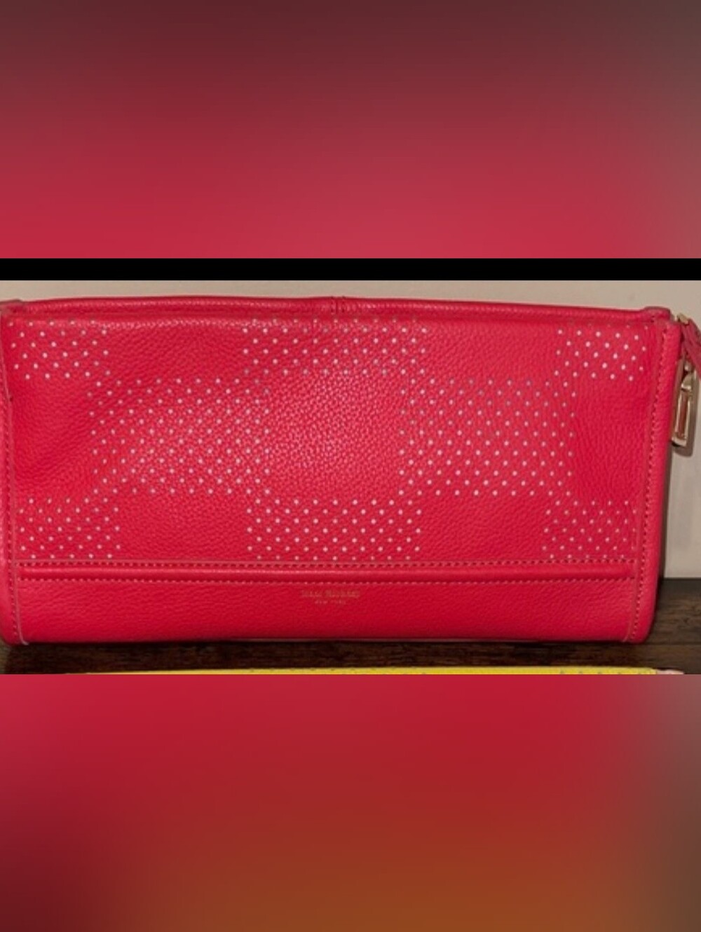 Isaac Mizrahi  coral Leather Clutch NWOT